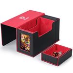 ZLCA Card Deck Box with Display Window,MTG Commander Deck Box Fits 200 Double-Sleeved Cards with Dice Tray & 35pt Magnetic Card Holder-Black& Red