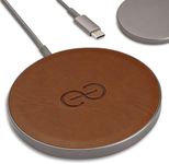 Dreem Empower Magnetic Wireless Charger Pad – Compatible with MagSafe for iPhone 15/14/13/12 & Qi-Certified Devices – Premium Vegan Leather [Chocolate]