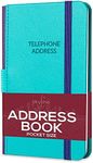 Skyline Address Book – Mini Telephone Contact Book with Password Log for Purse – Small Phone Number Book for Women & Men – Pocket Size, 3.5x6.2″, Hardcover (Turquoise)