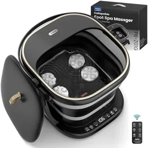 Puboo Collapsible Foot Spa Bath with Heat, Remote & Timer, 16 Massage Balls, Support Rods – Heated Pedicure Soaking Tub for Stress Relief,Great Father's Day Gift for Dad