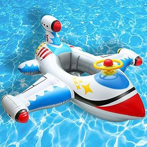 Baby Inflatable Pool Float Swimming Float Boat with Steering Wheel Horn for Kids Toddlers Age 1-4 Boys Girls Inflatable Ride-ons Summer Pool Swim Ring Beach Supplies