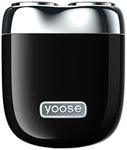 yoose Mini Shaver, Portable Alloy Electric Shavers for Men, Cordless Rechargeable Travel Shaver, Dry Shave, IPX7 Waterproof, Battery Indicator, Travel Lock, Electric Razor with Leather Case, Black