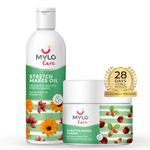 Mylo Care Stretch Marks Combo (Stretch Mark Oil - 100 ml, Stretch Marks Cream - 100 ml) |Stretch Marks removal for women |Made Safe Certified|Safe in pregnancy & effective on all body parts