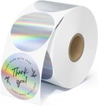 MUNBYN Holographic Silver Thermal Sticker Labels Round Stickers Circle 2 Inch Printable Rainbow Thermal Printer Labels Stickers Self-Adhesive Name Price Tag DIY Custom Logo Design, 400 Labels/1 Roll