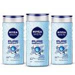 Nivea Men Body Wash, Pure Impact With Purifying Micro Particles, Shower Gel For Body, Face & Hair, 250ml (Pack of 3)