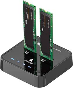ISHEEP M.2 SATA Cloner Duplicator Dual-Bay Docking Station with SSD Offline Clone Copy Function, USB 3.1 Type-C High-Speed Transfer, Tool-Free Installation, for B+M Key M.2 SSDs - H016S+