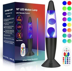16" Black LED Liquid Motion Lamps, 17 Colors Changing Lamp with Remote, Mood Night Light for Kids Adults, Relaxing Nightstand Table lamp for Bedroom Living Room, Birthday Christmas Gifts (Blue Wax)