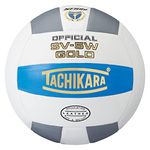 Tachikara Gold Competition Premium Leather Volleyball, Blue/White/Silver, one Size (SV5W Gold.BWS)