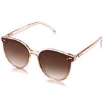 SOJOS Classic Round Retro Plastic Frame Vintage Large Sunglasses BLOSSOM SJ2067 with Crystal Brown Frame/Gradient Brown Lens