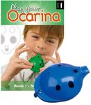 Plastic OCARINA set, Blue 4-hole, with Book 1