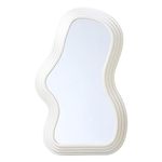 Mokoze Asymmetrical Wall-Mounted Mirror, Creative Unique Decorative Mirrors, Funky Wavy Mirror 15.94 "x10.24 Irregular Border White Mirror for Bathroom Living Room Decoration