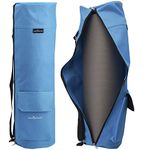 TJC Portable Yoga Mat Bag with Storage Pockets and Adjustable Shoulder Strap Yoga Mat Carry Luggage Bag Made of 100% Polyester Durable Lightweight Side Washable Travel Size 70x20x1 Cm - Light Blue