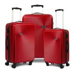 NOVEX Ivory Check-in Size Scratch Resistant Luggage Trolley Bag Pack Set of 3 with Number Lock | Red, 360° Smooth Rolling 4 Wheels | Polycarbonate Travel Roller Case, Hard Suitcase - Men & Women