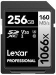 Lexar Professional 1066x 256GB SDXC UHS-I Card Silver Series, Up to 160MB/s Read, for DSLR and Mirrorless Cameras (LSD1066256G-BNNNU)