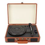 Turntable Speaker, Brown 3 Speed Vintage Vinyl Player for 18/20/30cm Record(Transl)