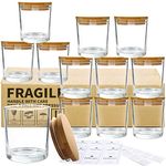 CONNOO 12Pack 10 OZ Clear Glass Candle Jars with Bamboo Lids for Making Candles, Large Size Empty Candle Tins with Wooden Lids, Bulk Clean Candle Containers - Dishwasher Safe