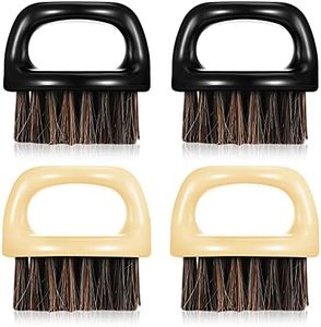 4 Pieces Knuckle Brush Set: Fade Brush, Barber Beard Brush for Men, Face and Neck Brush, Mustache and Hair Brush - Soft Bristles for Styling and Sweeping