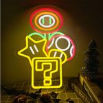 GTOTd Video Game Neon Sign (29 x 40 cm) Super Mushroom Cartoon LED Light Lamp Acrylic Sign for Bedroom Decor Gaming Light Accessory Gifts for Boys Teens