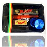 Rolling Tray Gift Set - Raw Black Limited Edition Rolling Paper & Metal Crusher