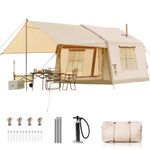 Ytaoeo Inflatable Tent Outdoor camping tent for 4-6 people with chimney opening Inflatable camping tent made of waterproof Oxford fabric Air glamping tents for 4 seasons campings (6 Person + Canopy)