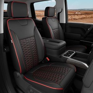 RIDEPOSH Custom Leather Seat Covers for Silverado/Sierra 1500 2019-2026 | Only Crew Cab, Fits 2500/3500HD 2020-2026, Jump Seat Cover(armrest storage only), Protective, Scratch-resistant, Easy-clean
