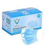 7Shield Face Mask | Disposable Safety Masks for Women & Men | ISO CE GMP SITRA Certified Soft Fabric Spandex Earloop strings, Comfortable & Secure Face Masks (Blue-100)