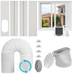 Foancie Portable AC Window Exhaust Hose Vent Kit with 5.9” Coupler/Adaptor, Universal Window Seal for Portable Air Conditioner, Adjustable AC Unit Duct Kit for Sliding Horizontal & Vertical Windows