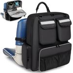 XINTREY Waterproof Boat Storage Bag Back Seat Organizer Backpack with Mesh Pockets, Boat Backseat Carrying Bag for Life Jacket, Swimsuit and Other Boating Accessories (Black)