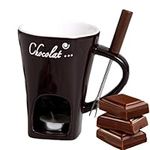 Chocolate Fondue Mug, 130ml Chocolate Heating Cup, Ceramic Chocolate Melting Mug, Multi-Purpose Butter Warmer with Fondue Fork, Individual Fondue Delight Mug, Creative Melt Hot Pot Cup for Picnics