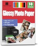 NICKANG Glossy Photo Paper 8.5x11, Photo Paper for Printer, Photo Printer Paper, 8.5x11 Picture Paper for Inkjet Printer, Letter Size, 30 Sheets, 200 gsm