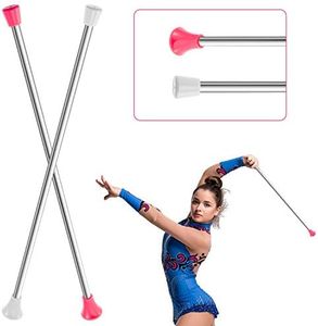 2 Pieces Twirling Batons Unisex Kids' Gymnastics Twirling Baton Dance Baton for Talent Shows, Artistic Dancing, Baton Twirling, Pink, White