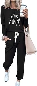 PRETTYGARDEN Women's Fall 2 Piece Lounge Outfit Long Sleeve Crewneck Pullover Tops High Waisted Pants Set Tracksuit (Patterned-black,3X-Large)