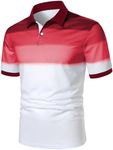 SOLY HUX Men's Golf Shirts Color Tennis Shirt Short Sleeve Casual Work T-Shirt Solid Pure Burgundy M