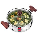 Hawkins 2 Litre Cook n Serve Handi, Triply Stainless Steel With Glass Lid, Induction Sauce Pan, Biryani Handi, Saucepan, Silver (SSH20G)
