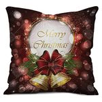 Indigifts Merry Christmas Print Red Cushion Cover 12x12 with Filler (Xmas, Him, Boy, Girl, Dad, Mom, Friends, Family) - Christmas Decorations