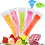 120 pcs 2.3 x 8.6” Disposable Ice Popsicle Mold Bags freezie sleeves Bags Pop Bag Mold DIY BPA Free Freezer Tubes with Zip Seals for Healthy Snacks Yogurt Sticks Juice Fruit Smoothies with Foldable