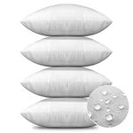 OTOSTAR Premium Waterproof Throw Pillow Inserts, Set of 4 Square Form Cushion Stuffer for Garden, Bench, Patio - Decorative Outdoor Pillows Inserts White, 20x20 Inches