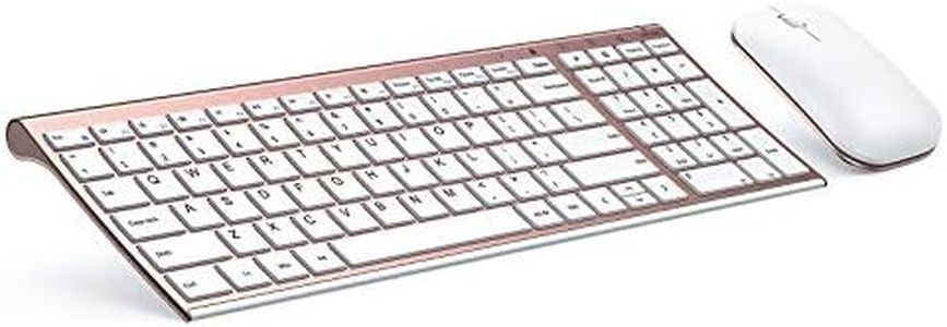Rose Gold Wireless Keyboard Mouse, seenda Slim Low Profile Keyboard and Mouse Set with Silent Keys Portable Size for Windows 7/8/10/11 PC Laptop Computer