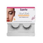 Sanfe Instant Press On Lashes | False Eyelash, Eye Makeup | Long Lasting, Natural Look, No Glue Required | P04, 1 pair (Style 1)