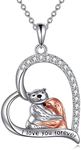 YFN Sloth/Owl Necklace Gifts for Women Girls Sterling Silver Sloth Owl Animal Heart Pendant Necklace Jewelry 18", Sterling Silver, Cubic Zirconia