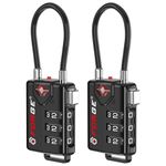 TSA Approved Cable Luggage Locks, Re-settable Combination with Alloy Body