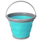 Navaris Collapsible Bucket 10L - Folding Pail for Camping, Beach, Gardening, Fishing, Water, Washing, Laundry, Cleaning, Travelling - Blue