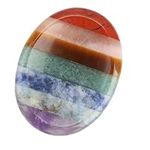 Thumb Worry Stone for Anxiety, 7 Chakra Healing Crystal, Oval Pocket Palm Stone, Gemstones for Meditation and Anxiety Relief Reiki Balancing, Crystal Therapy, Spiritual and Mindfulness Gifts