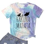 LOOKFACE Womens Hakuna Graphic Printed Tshirts Cute Funny Tees, Tie Dye 09, Small