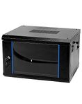 QWORK 6U Network Server Cabinet Enclosure, Wall Mount Server Cabinet Network Rack Vented Enclosure, for 19" IT Equipment, A/V, with Lockable Glass Door & Removable Side Panels, Black