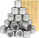 Juvale 20 Pack Magnetic Spice Containers for Refrigerator with 94 Labeling Stickers, Seasoning Jars with Clear Sift and Pour Top Lids (3.4 oz)