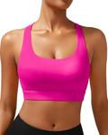 RUNNING GIRL High Impact Sports Bras for Women - Scoop Neck Strappy Sports Bra High Support Moulded Cup Workout Bra(WX3022 Hot Pink XL)