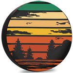 ITINSPACE Spare Tire Covers for Trailers Retro Sunset Forest Tires for Cars Weatherproof Dust-Proof Universal for Trailer CRV SUV Camp Travel Trailer 16 Inch