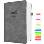 UIRIO EXTRA THICK Notebooks and Journals - College Ruled Notebooks for School - 365 Numbered Pages Year-Round Use - 100 GSM Premium Lined Paper Daily Journals for Women, Men, Work, Writing (Gray, A5)