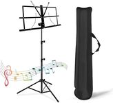 MUFUSHAN Foldable Music Stand, and Foldable Travel Metal Music Stand with Carry Bag, for Sheet Music, Stage Studio Home School Performance, Music Stand Black